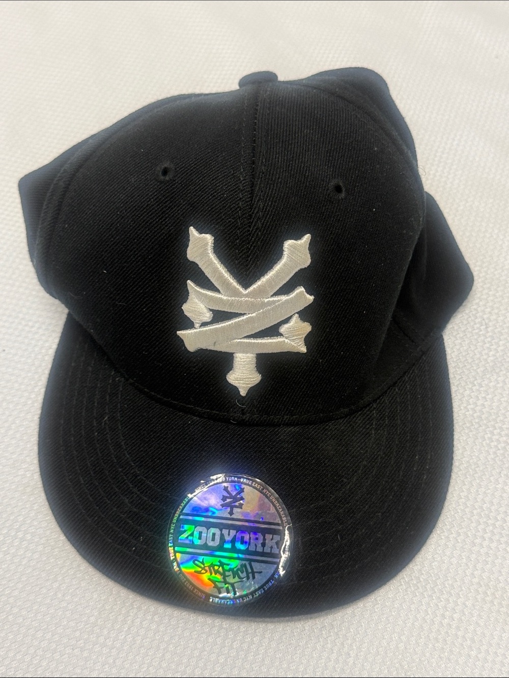 Zoo York Black Hat with Silver Logo Patch - L/XL